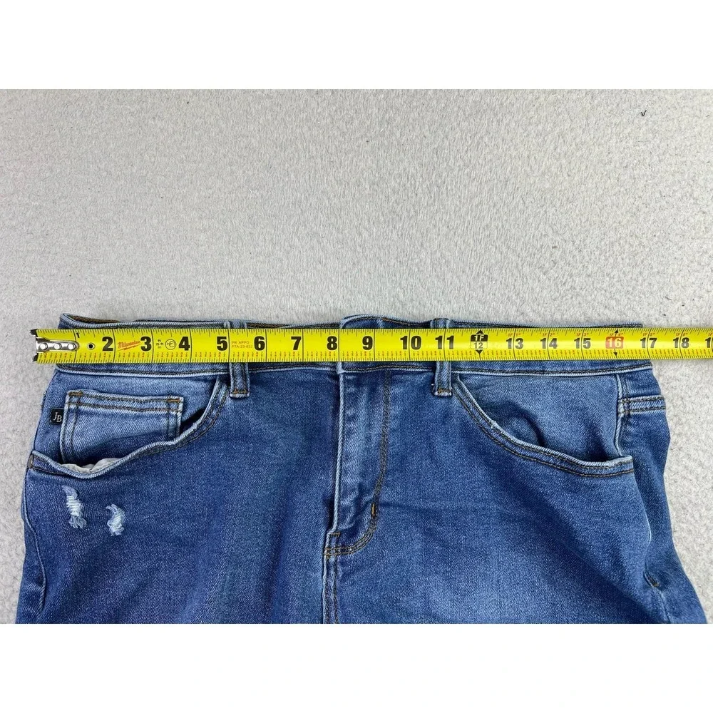Judy Blue Denim Shorts Womens 1XL Blue Cutoff Distressed Stretch 7 Inseam